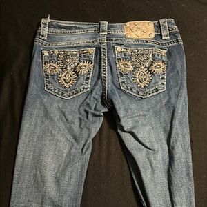 Miss Me Blue Jeans with Gold Embroidery